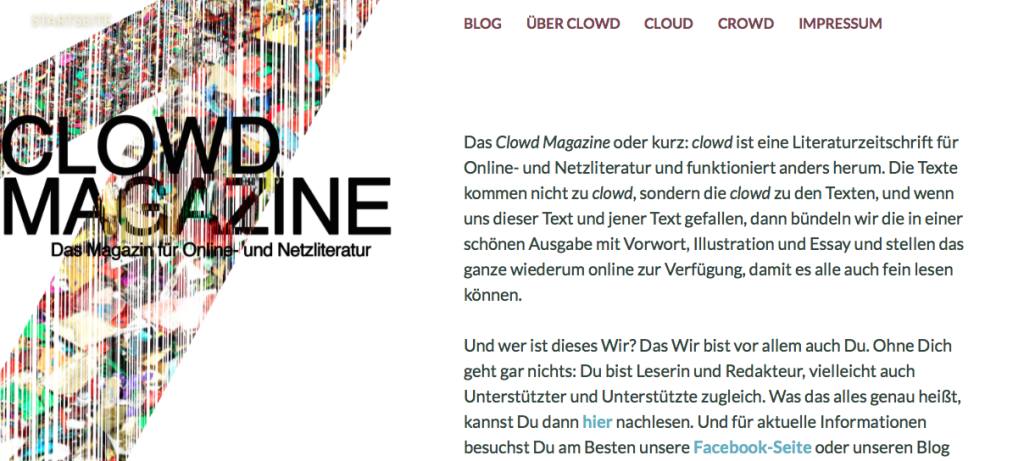 Die Startseite des Clowd Magazines. Bald schon wird sich hier einiges tun, wir sind gespannt!