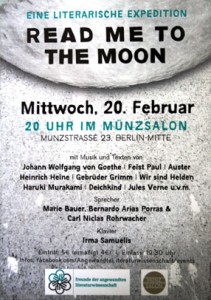 Veranstaltungsflyer von "Read Me to the Moon"